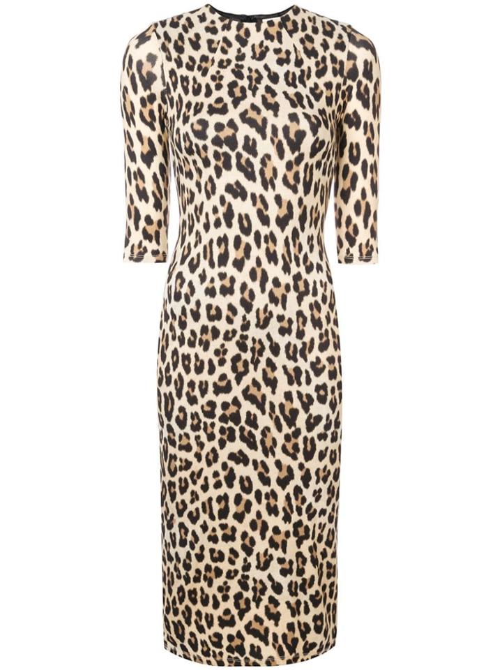 Alice+olivia Leopard Print Mid-length Dress - Brown