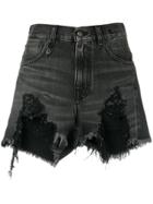 R13 Destroyed Denim Shorts - Black