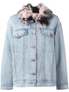 Alexander Wang Oversized Denim Jacket, Women's, Size: Xs, Blue, Cotton/rayon/polyester/lamb Fur