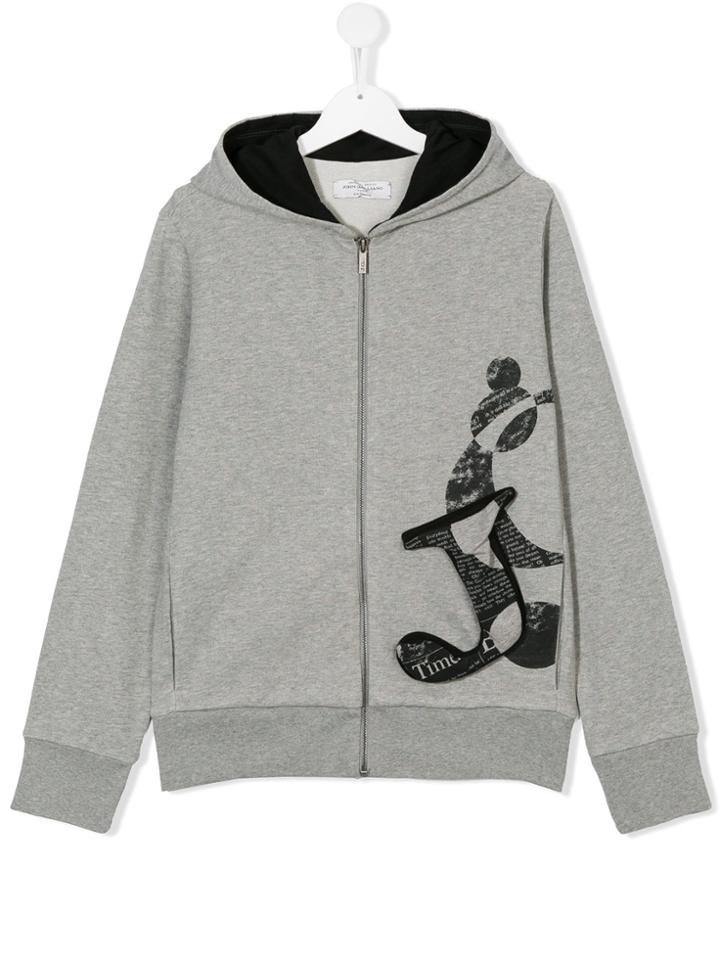 John Galliano Kids Teen Three Dimensional Zipped Hoodie - Grey