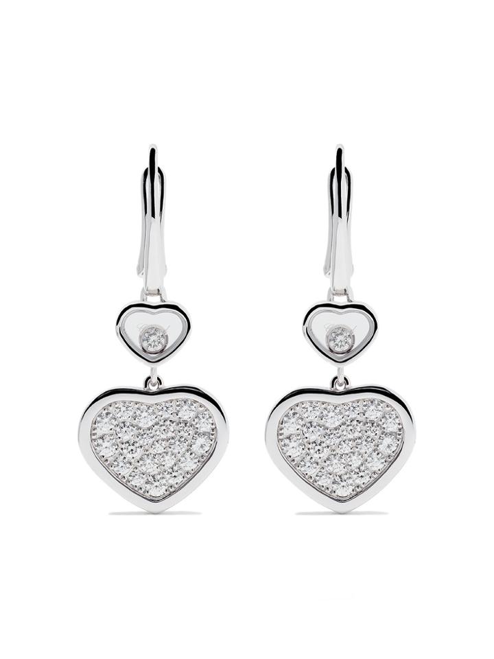 Chopard 18kt White Gold Happy Hearts Diamond Drop Earrings -