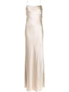 Michelle Mason Cowl-neck Bias Gown - Neutrals