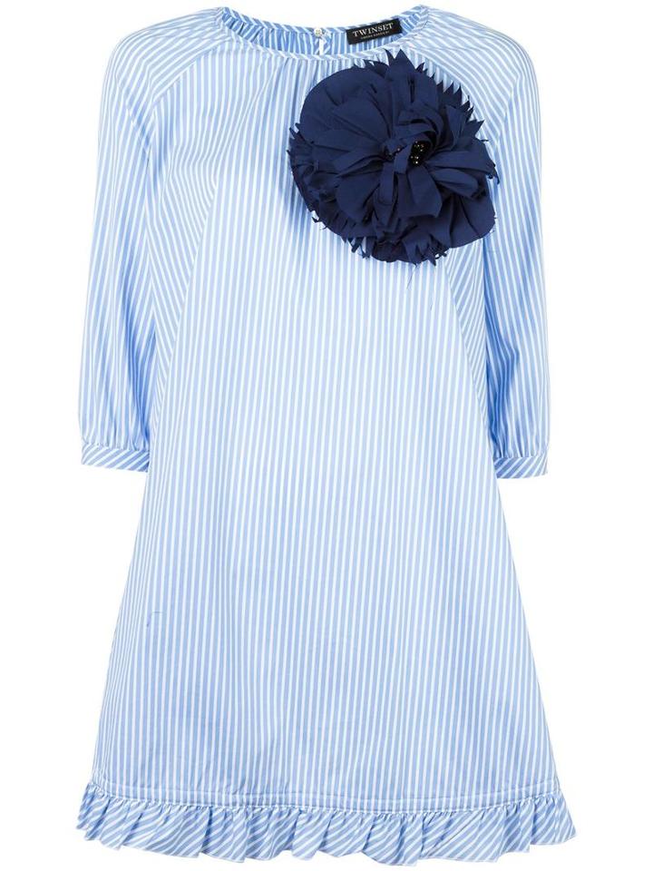 Twin-set Oversized Striped Blouse, Women's, Size: 42, Blue, Cotton/polyamide/spandex/elastane