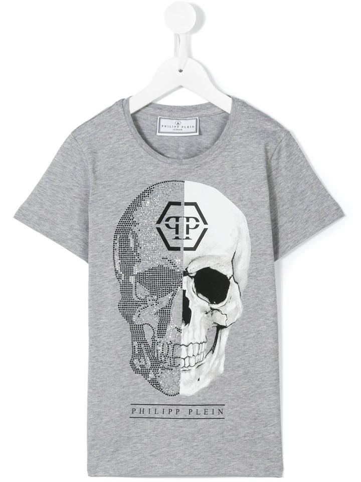 Philipp Plein Kids - Skull Print T-shirt - Kids - Cotton - 12 Yrs, Grey