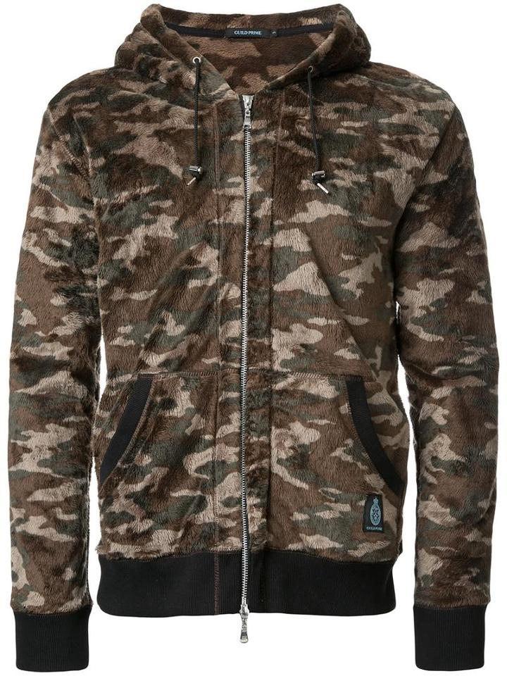 Guild Prime Camouflage Print Hooded Jacket, Men's, Size: 1, Brown, Polyester