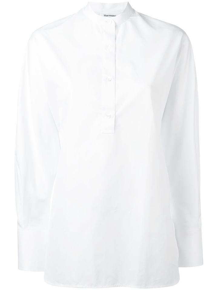 Harmony Paris Band Collar Shirt, Women's, Size: Xs, White, Cotton