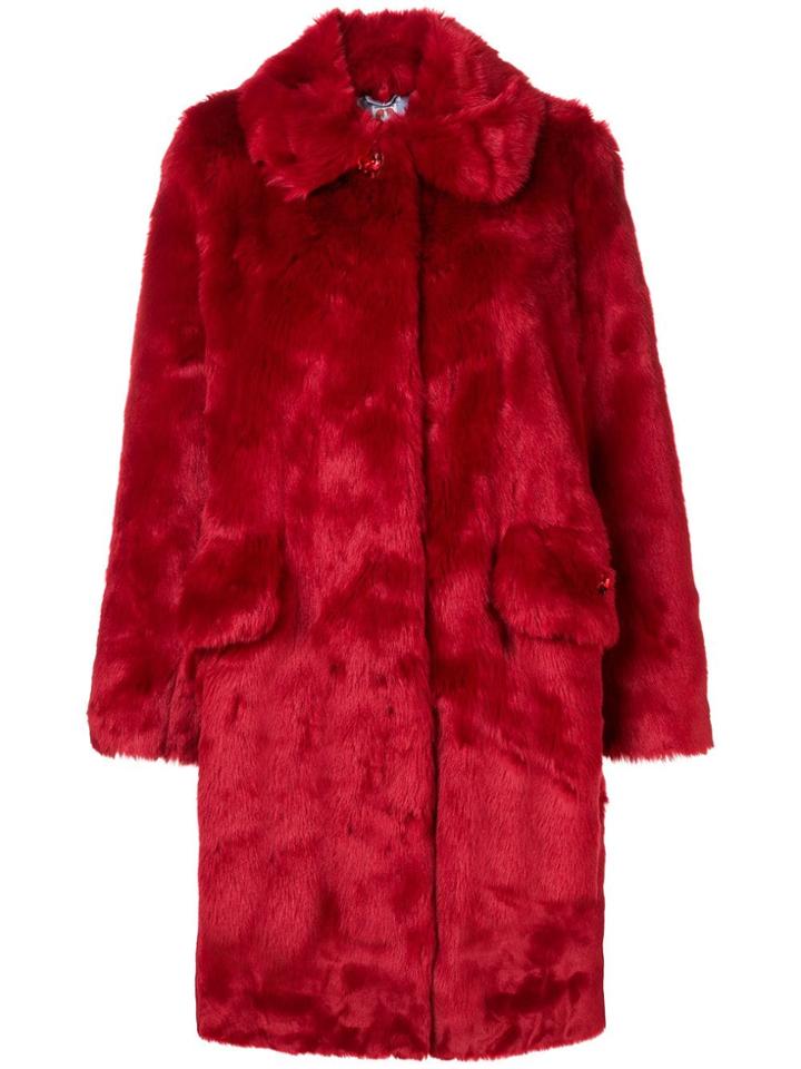 Shrimps Contrast Button Coat - Red