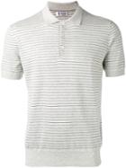 Brunello Cucinelli Striped Polo Shirt, Men's, Size: 50, Grey, Cotton