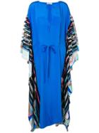 Emilio Pucci Embroidered Silk Cady Kaftan Dress - Blue