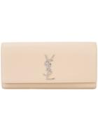 Saint Laurent - Classic Monogram Clutch - Women - Leather - One Size, Nude/neutrals, Leather