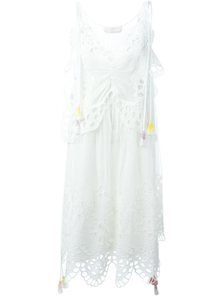 Chloé Lace Butterfly Dress, Women's, Size: 38, White, Linen/flax/polyamide/silk/cotton