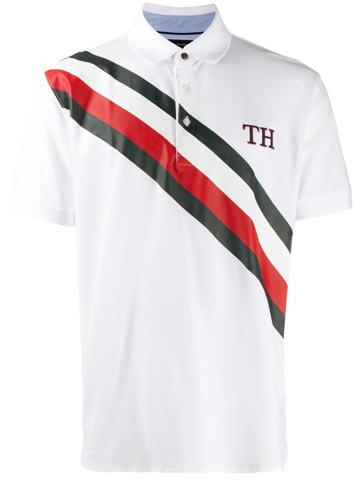 Tommy Hilfiger Th Stripe Polo Shirt - White