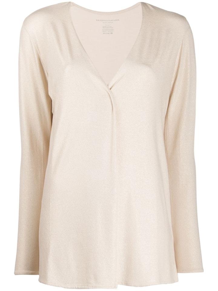Majestic Filatures Metallic Jersey Cardigan - Neutrals