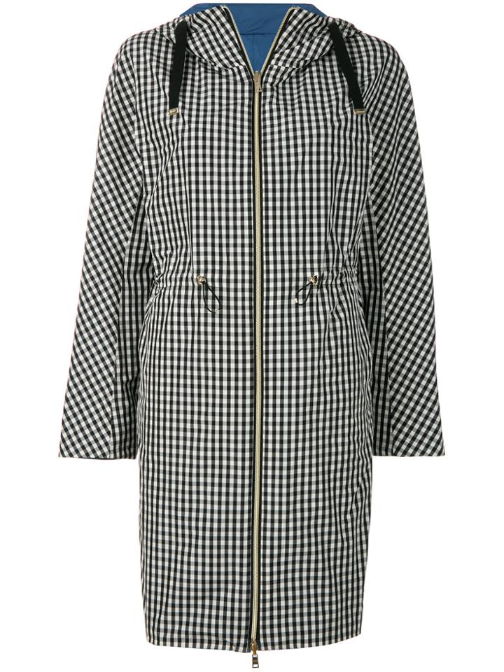 Herno Hooded Check Coat - White