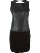 Anthony Vaccarello Open Back Panelled Dress, Women's, Size: 36, Black, Lamb Skin/calf Leather/viscose/zamac