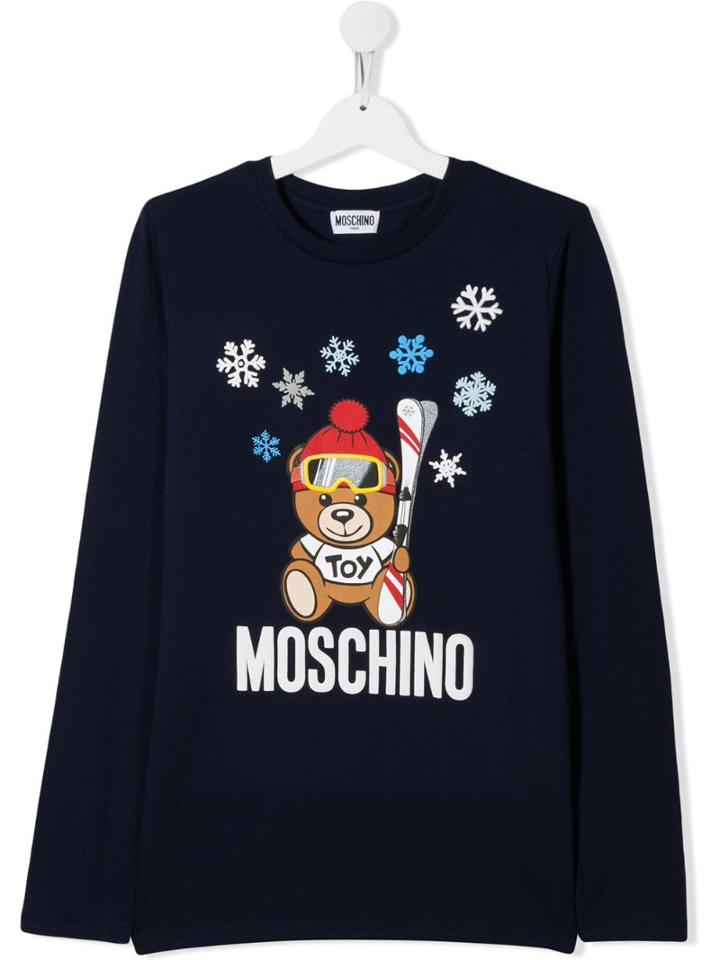 Moschino Kids Teen Skiing Bear T-shirt - Blue