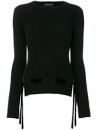 Cashmere In Love Cashmere Velvet Belt Sweater - Black