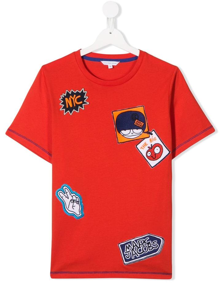 Little Marc Jacobs Teen Patch Detailed T-shirt - Red