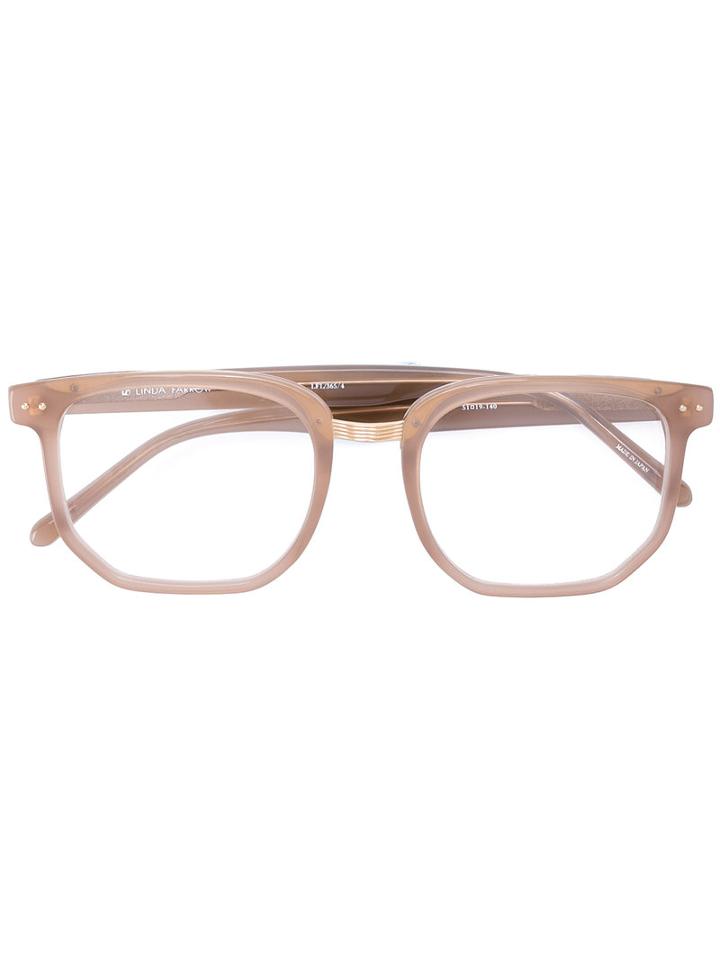 Linda Farrow Hexagon Frame Glasses, Nude/neutrals, Acetate