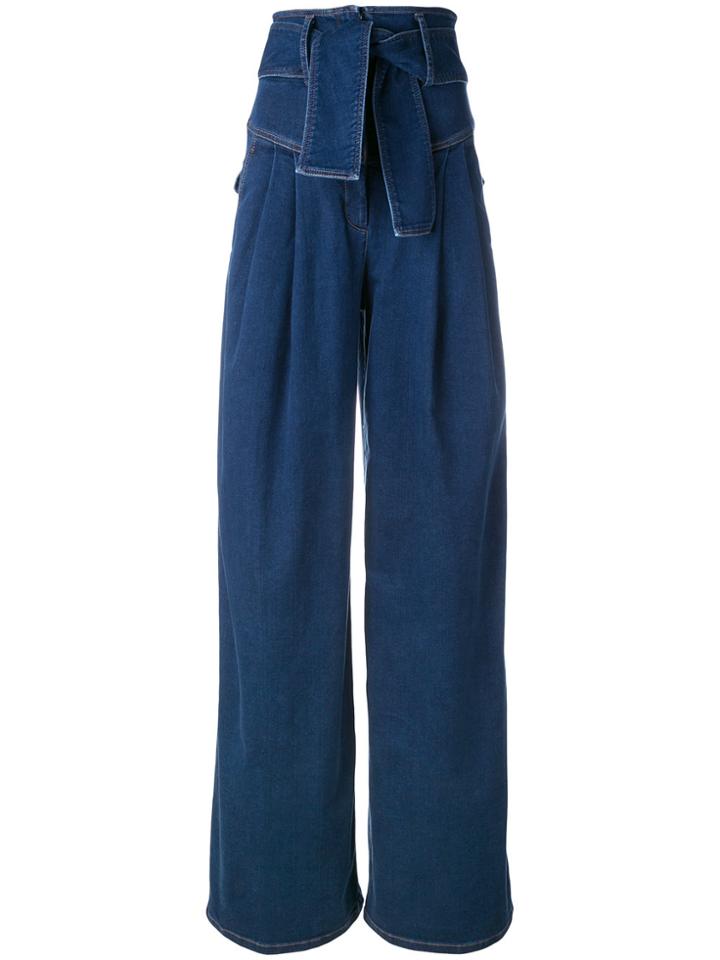 Sara Battaglia Tied Wide Leg Jeans - Blue