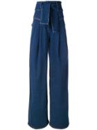 Sara Battaglia Tied Wide Leg Jeans - Blue