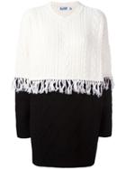 Steve J & Yoni P Cable Knit Fringed Jumper, Women's, Size: Medium, White, Nylon/wool