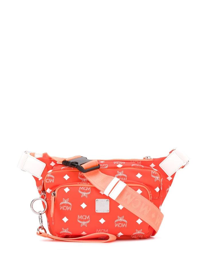 Mcm Repeat Logo Belt Bag - Orange
