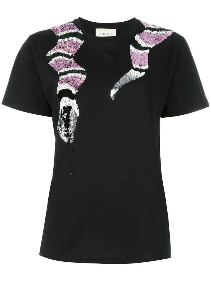 Gucci Sequin Snake T-shirt, Women's, Size: Small, Black, Cotton/polyester