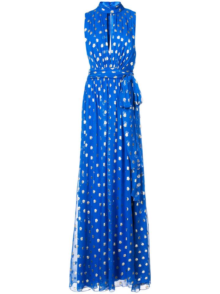 Monique Lhuillier Dotted Halter Down - Blue