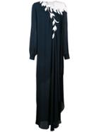 Oscar De La Renta Embroidered Leaf Gown - Blue