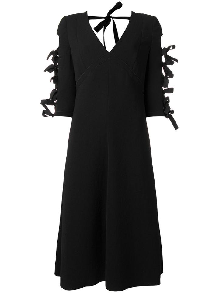 Bottega Veneta Keyhole Tied Sleeve Dress - Black