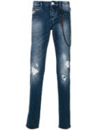 Emporio Armani - Worn Effect Jeans With Chain - Men - Cotton/spandex/elastane - 29, Blue, Cotton/spandex/elastane