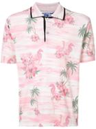 Junya Watanabe Comme Des Garçons - Tropical Print Polo Shirt - Men - Cotton/wool - M, Pink/purple, Cotton/wool