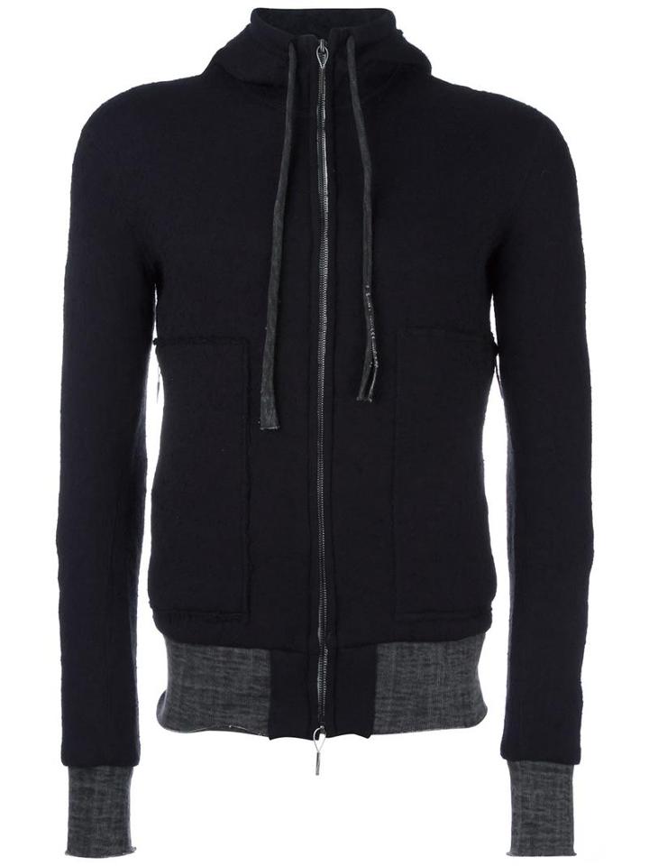 Taichi Murakami Zipped Hoodie, Men's, Size: 7, Black, Wool/nylon