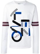 Kenzo Geometric Print Sweatshirt, Men's, Size: Medium, White, Cotton