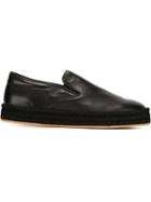 Emporio Armani Cord Sole Detail Slip On Boat Shoes, Men's, Size: 10, Black, Leather/rubber