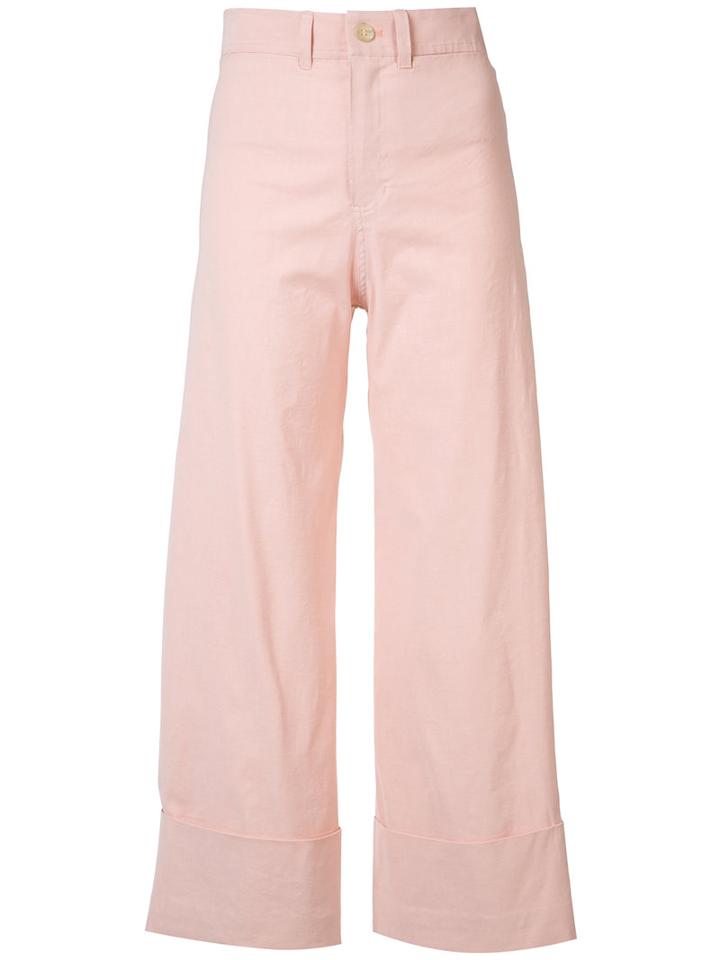 Sea Wide Leg Trousers, Women's, Size: 6, Pink/purple, Cotton/linen/flax/viscose