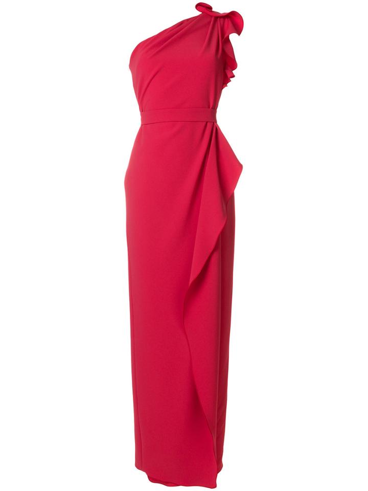 Max Mara One-shoulder Frill Gown - Red