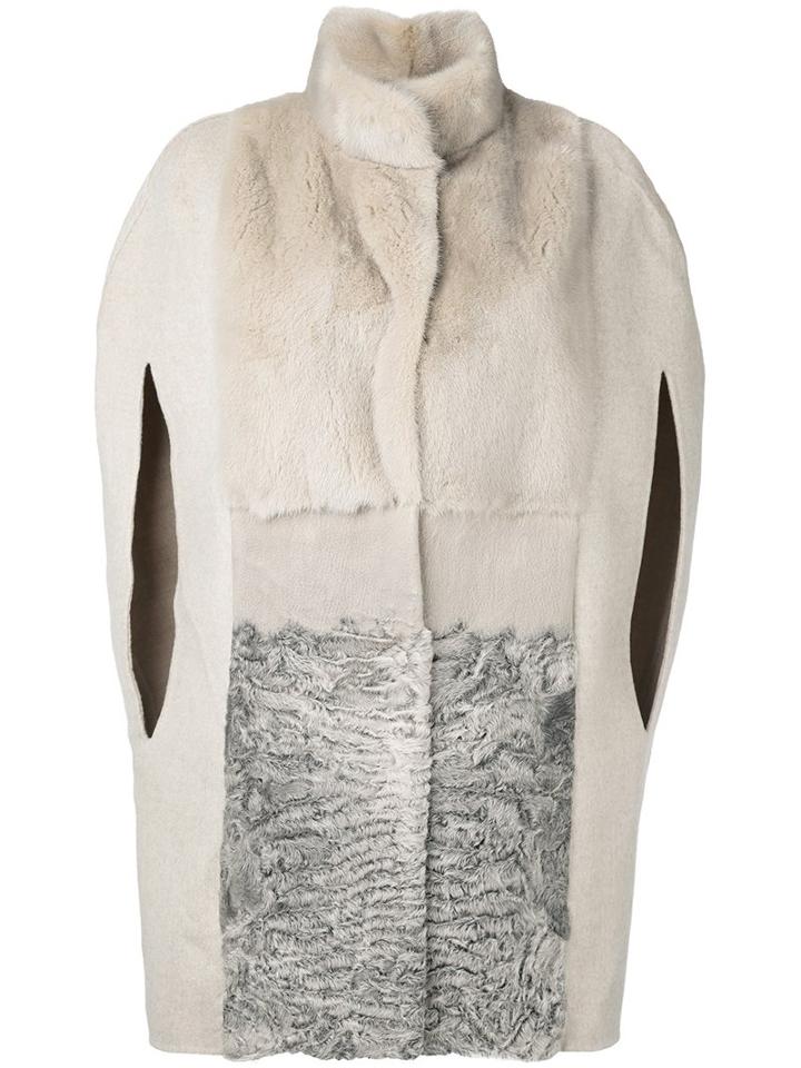Manzoni 24 Cape Sleeve Fur Coat, Women's, Size: 46, Nude/neutrals, Mink Fur/cashmere/wool