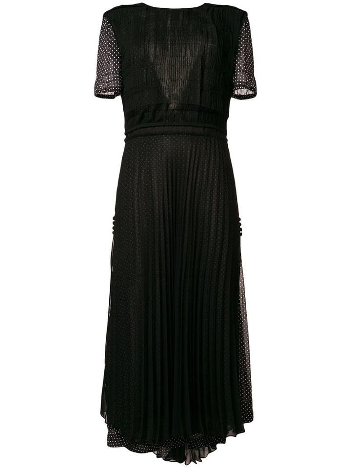 Loewe Polka Dot Pleated Dress - Black