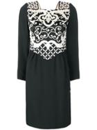 Valentino Vintage Embroidered Cocktail Dress - Black