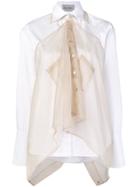 Balossa White Shirt Long Sleeve Shirt With Sheer Overlay