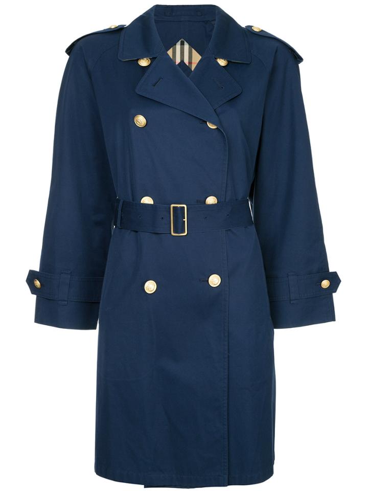 Burberry Vintage Trench Coat Jacket - Blue