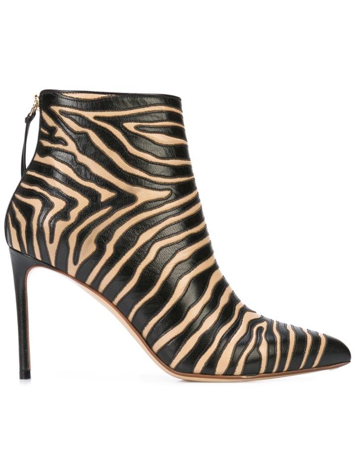 Francesco Russo Zebra Print Boots - Black