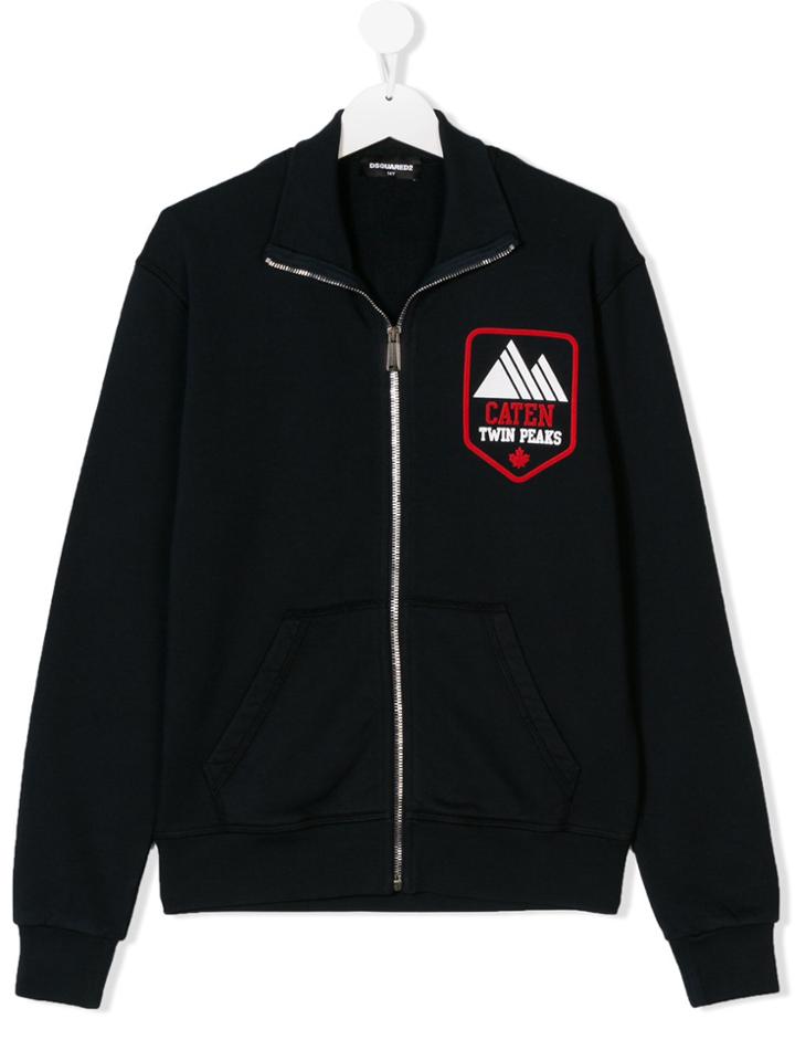 Dsquared2 Kids Teen Logo Patch Bomber Jacket - Blue