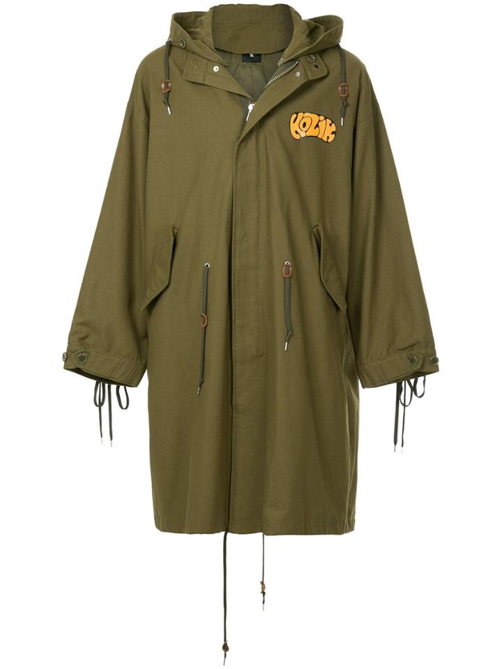 G.v.g.v. Back Print Oversized Parka - Green