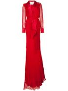 Sophie Theallet - Tie Waist Evening Gown - Women - Silk - 4, Red, Silk