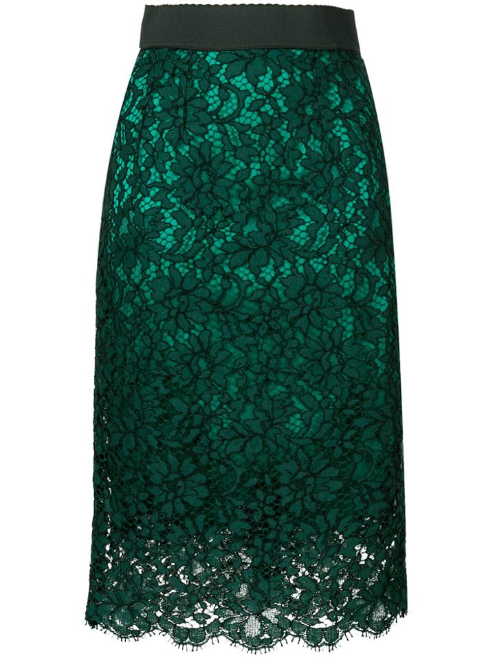 Dolce & Gabbana Cord Lace Straight Skirt - Green
