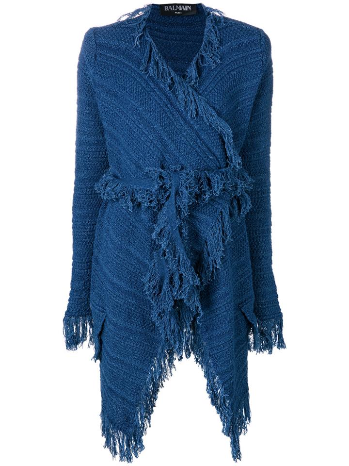 Balmain Woven Boucle Cardigan - Blue