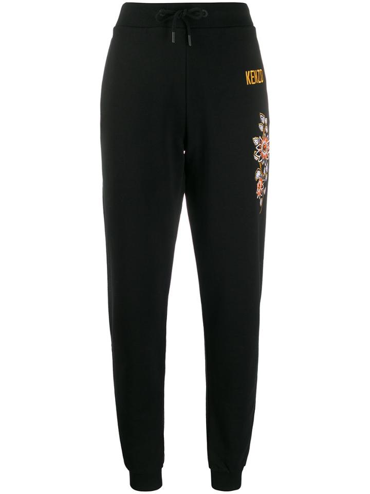 Kenzo Floral Embroidered Track Trousers - Black